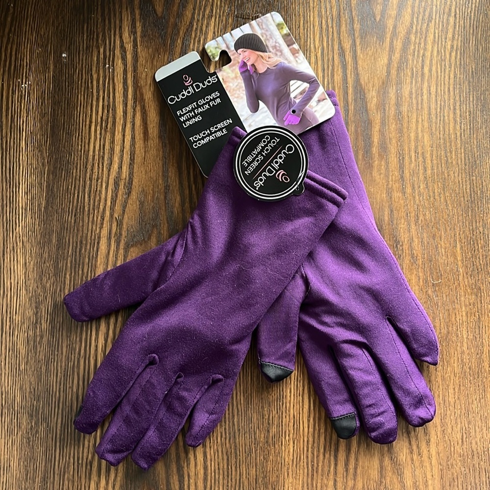 NWT Cuddl Duds FlexFit Faux Fur-Lined Touch Screen Gloves